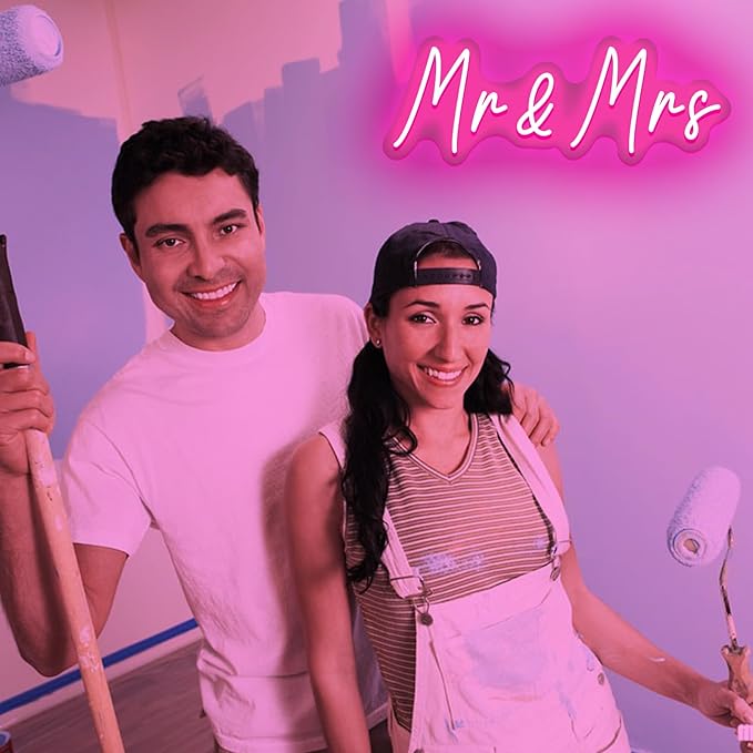 Mr&Mrs Neon Sign for Wedding Dimmable Mr Mrs Neon Signs Led Neon Sign for Party Neon Light Sign Mr & Mrs Sign for Anniversary Valentine's Day Wall Decor Gift-FlexoryFit