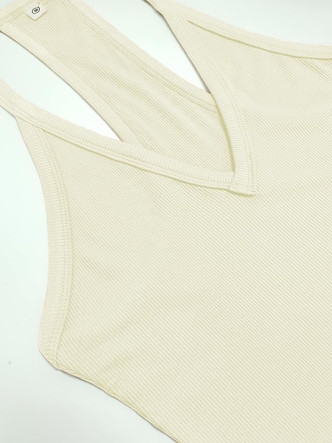 iGENJUN Workout Tops for Women Racerback Basic Tank Summer 2025 Camisole V Neck Slim Fit Ribbed Sleeveless-FlexoryFit