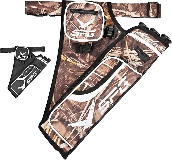 SPG Arrow Quiver Archery Hip Quiver, Durable Adjustable Waist Belt Three Arrows Tube for Arrow Storage Compound Bow Recurve Bow Accessories