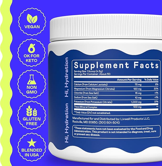 Hi-Lyte Keto K1000 Electrolyte Powder | Unflavored | Hydration Supplement Drink Mix | Boost Energy & Beat Leg Cramps | No Sugar, Stevia, Maltodextrin | 50 Servings-FlexoryFit