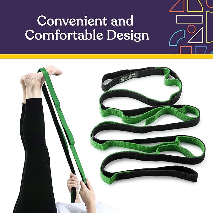 SPECIAL SUPPLIES Yoga Strap for Stretching, Stability Training, Fitness, Flexibility, Physical Therapy, Home Workout Equipment, Strength Training, and Pilates (Green)-FlexoryFit