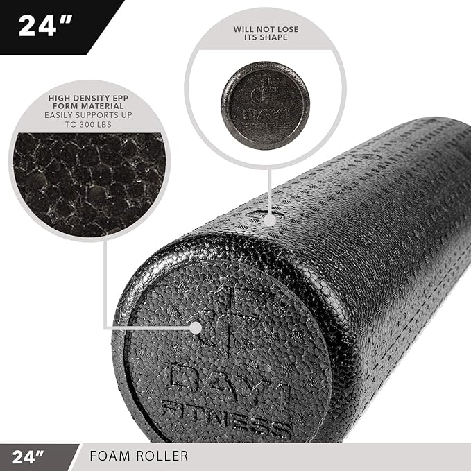 High-Density Round Foam Rollers - 4 Size and 8 Color Options - Massage Rollers for Stretching, Deep Tissue and Myofascial Release-FlexoryFit