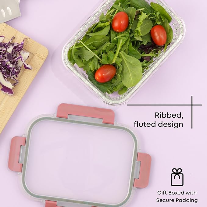 JoyJolt 24pc Borosilicate Glass Storage Containers with Lids | 12 Airtight/Freezer Safe Food Storage Containers for Pantry and Kitchen | Meal Prep Container for Lunch | Glass Tupperware Set-FlexoryFit