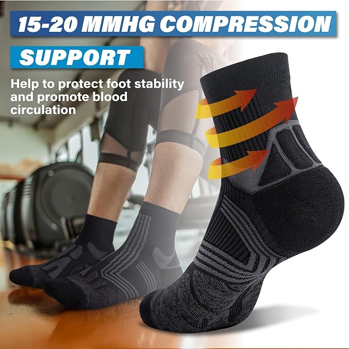 Hylaea Quarter Athletic Running Socks No Blister, Cushion Moisture Wicking Socks for Cycling Sport-FlexoryFit