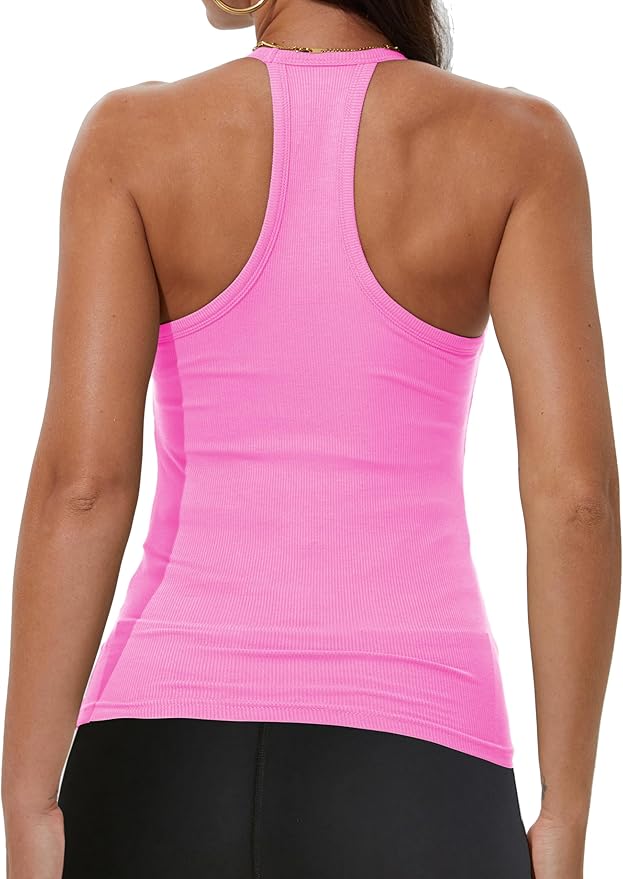 iGENJUN Workout Tops for Women Racerback Basic Tank Summer 2025 Camisole V Neck Slim Fit Ribbed Sleeveless-FlexoryFit
