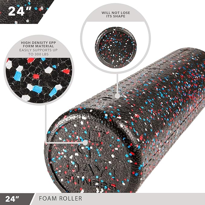 High-Density Round Foam Rollers - 4 Size and 8 Color Options - Massage Rollers for Stretching, Deep Tissue and Myofascial Release-FlexoryFit