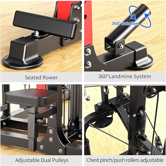 Power Cage,1600lbs Multi-Function Power Rack with Adjustable Cable Crossover System and More Training Attachment, Weight Cage for Home Gym-FlexoryFit