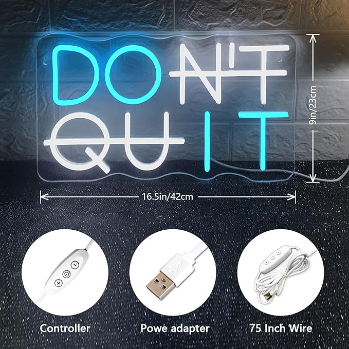 Do It Don't Quit Neon Sign USB Powered with Dimmable Switch for Wall Background Decor Room Decoration Inspirational Wall Art Office Bar Gym Parties Events Birthday Party 16.5x9 in-FlexoryFit