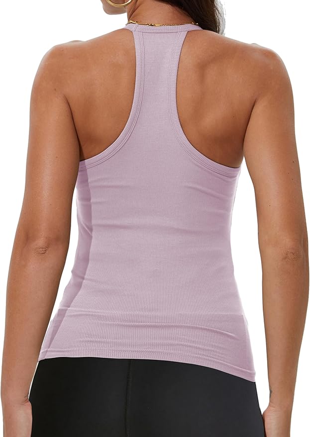 iGENJUN Workout Tops for Women Racerback Basic Tank Summer 2025 Camisole V Neck Slim Fit Ribbed Sleeveless-FlexoryFit