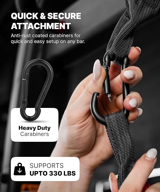 DMoose Fitness Hanging Ab Straps for Pull Up Bar & Core Strength Training - Soft Padded Exercise Straps for Ab Swing & Leg Raises, Hang Bar Strap with 2 Steel Carabiners - Abs Equipment for Home & Gym-FlexoryFit