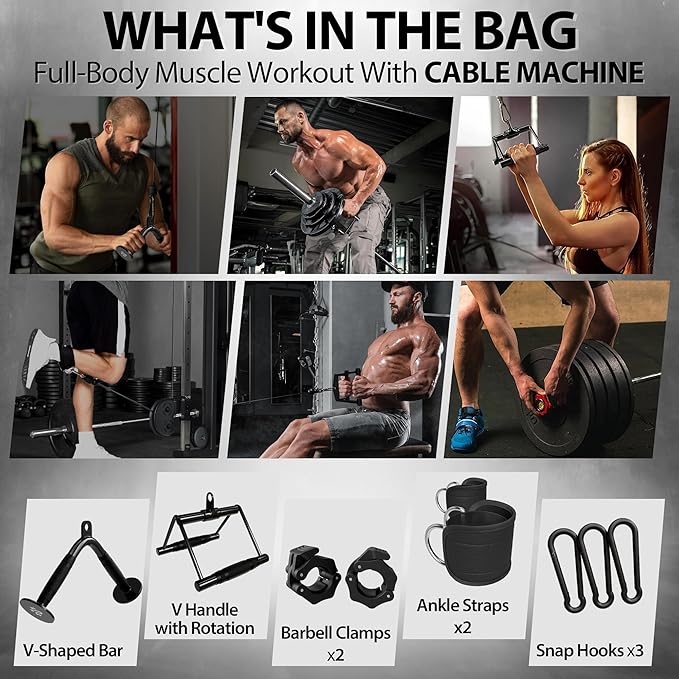 Mikolo Smith Machine, 2200lbs Squat Rack with LAT-Pull Down System & Cable Crossover Machine, Training Equipment with Leg Hold-Down Attachment-FlexoryFit