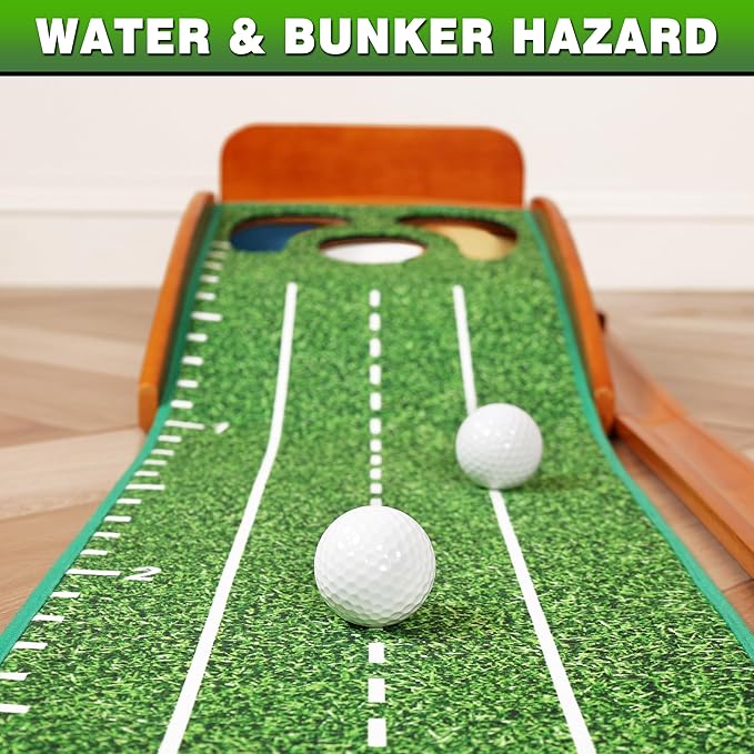 CHAMPKEY Professional Hazard Golf Putting Green Come with Golf Putting Gates and Putting Mirror - Progressive Slope Tech and Noise Reduction Tech Golf Putting Mat
