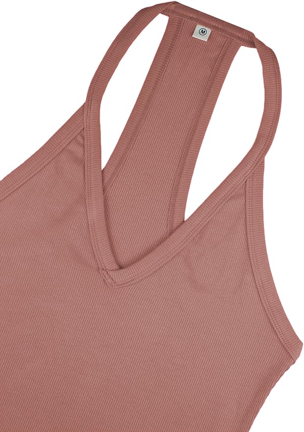 iGENJUN Workout Tops for Women Racerback Basic Tank Summer 2025 Camisole V Neck Slim Fit Ribbed Sleeveless-FlexoryFit