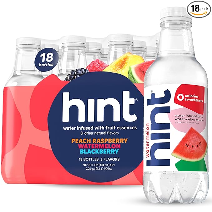 Hint Flavored Bottled Water, 3-Flavor Mega Variety Pack - Purified Water Beverages with Zero Calories, Natural Flavors, and Sugar Free - 16 Fl Oz (Pack of 18)-FlexoryFit