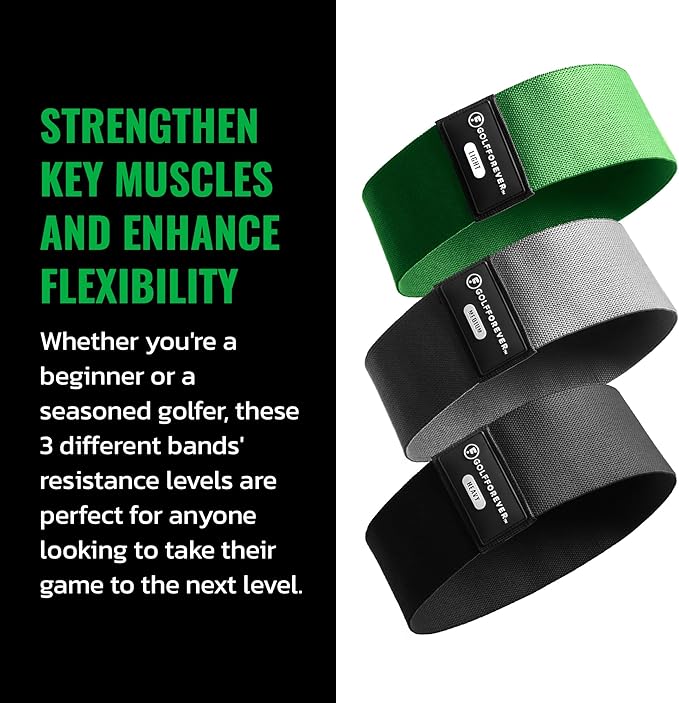 GolfForever Mini Bands Proven by Golfer Scottie Scheffler | Golf Training Premium Fitness Bands | Premium Golf Training Aid to Improve Strength Flexibility & Swing Posture | 3 Resistance Levels | 3pcs-FlexoryFit