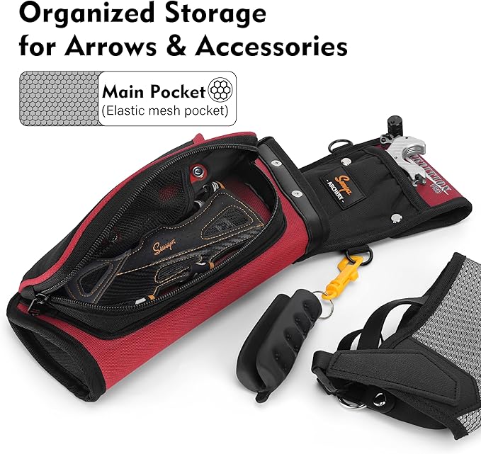SUNYA X510 Field & Competition Hip Arrow Quiver | 3-Slot Noise-Free Archery Quiver with Sturdy Storage System (42x18cm)