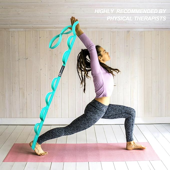 Premium Durable Stretch Straps with Loops, Stretching Strap for Physical Therapy, Multi-Loop Yoga Strap Fitness Exercise Strap for Yoga, Pilates, Dance, Flexibility&Exercise-FlexoryFit