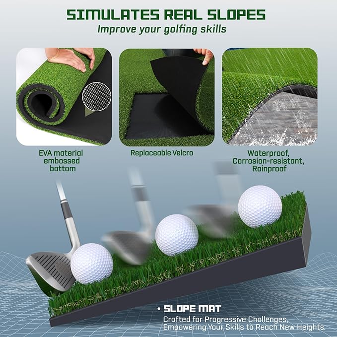 Upgrade Multi-Function Golf Hitting Mat – MyVoice 5x4ft Thickened Mat with Interchangeable Turf, Durable Non-Slip Base for Indoor & Outdoor Practice, Ideal for Golfers of All Levels