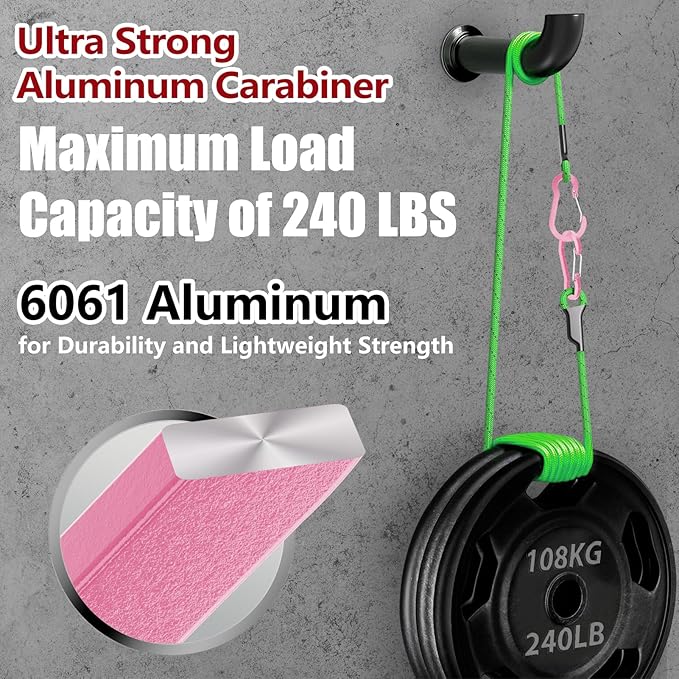 sprookber 3.2 Inch Aluminum Carabiner Clips D Ring, Caribeaner Spring Snap Hook with Keychain for Camping, Hiking, Gym & Outdoor Gear, Set of 10