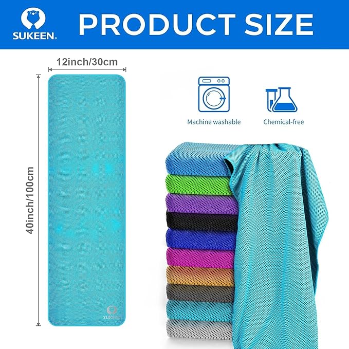 Sukkeen Cooling Towel (40"x12"), Soft Breathable Chilly Microfiber Towel for Yoga, Sports & More Activities-FlexoryFit