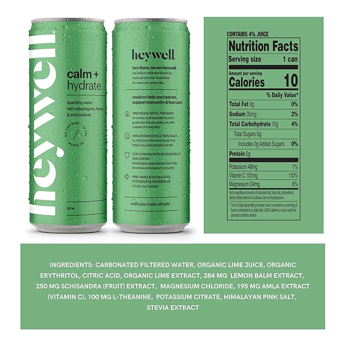 Heywell Sparkling Adaptogenic, Calm Variety Pack, 12 Fluid Ounce (Pack of 12) - Organic, Non GMO, Vegan, Gluten Free, Dairy Free-FlexoryFit