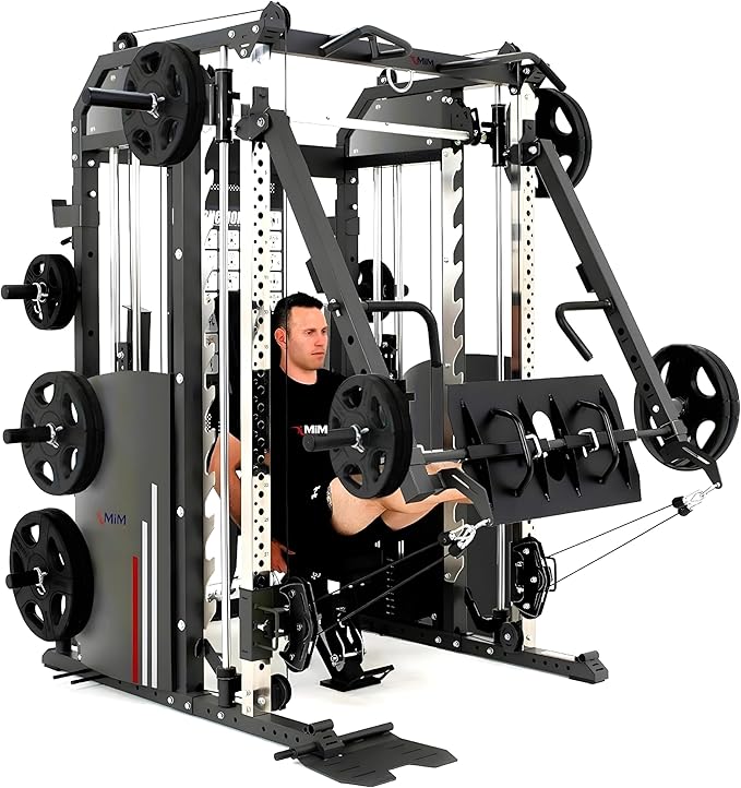 MiM USA Hercules EX, Commercial All in One Gym Machine w/400 lb Weight Stack, Adj Bench, Jammer Arms, Leg Press, Leg Extension, Arm Curl, LAT Seat & Complete Attachment-FlexoryFit