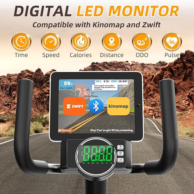 VANSWE Recumbent Exercise Bike for Adults Seniors - Recumbent Bikes for Home with Magnetic Resistance, Bluetooth and App Connectivity, Pulse Sensor-FlexoryFit