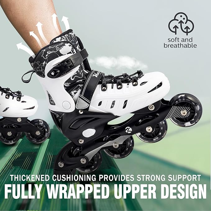 Inline Skates for Kids and Adult, Adjustable Fun Illuminating Skates for Girls, Boys, Women and Men Outdoor and Indoor, Beginner-FlexoryFit