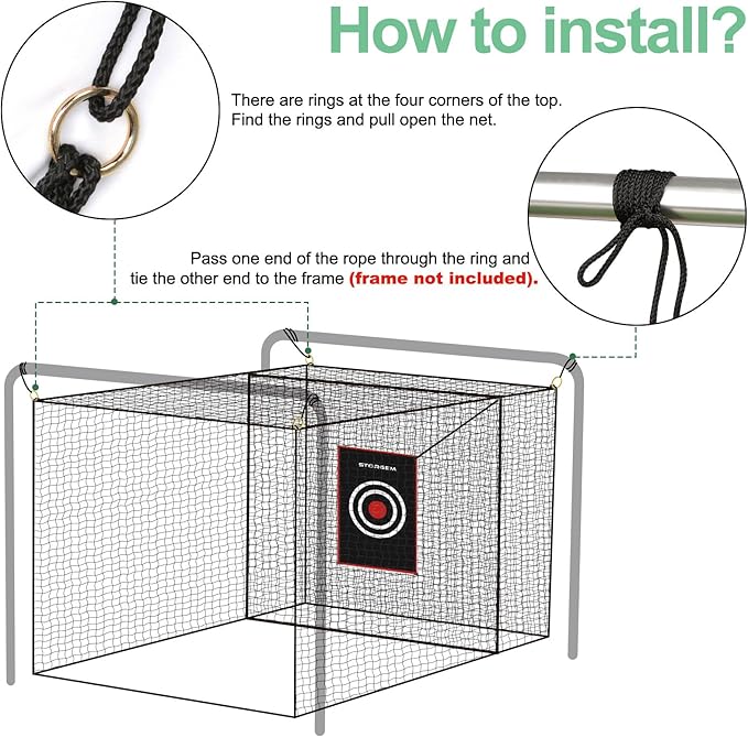 Storgem Golf Batting Cage Net with Extra Striking Net, Net Only, Heavy Duty Golf Hitting Practice Net, Backyard Batting Cage for Sports Training