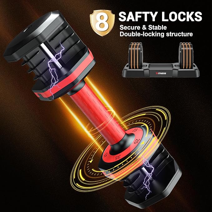 Adjustable Dumbbells Set of 2, 1 Hand Adjustable Weights Dumbbells Set, 5 in 1/10 in 1 Free Dumbbell with Anti-Slip Texture Handle, 25/55/80lb Pair Weight Set For Home Gym Suit both Men and Women-FlexoryFit