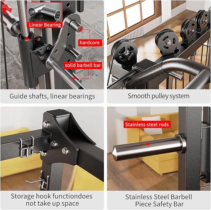 Power Cage,1600lbs Multi-Function Power Rack with Adjustable Cable Crossover System and More Training Attachment, Weight Cage for Home Gym-FlexoryFit
