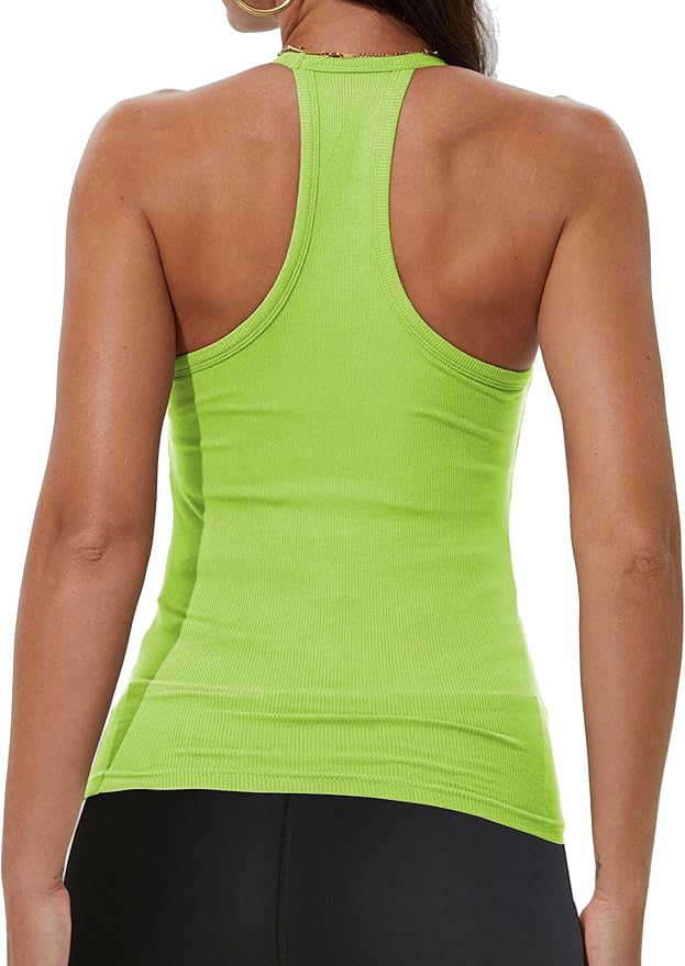iGENJUN Workout Tops for Women Racerback Basic Tank Summer 2025 Camisole V Neck Slim Fit Ribbed Sleeveless-FlexoryFit