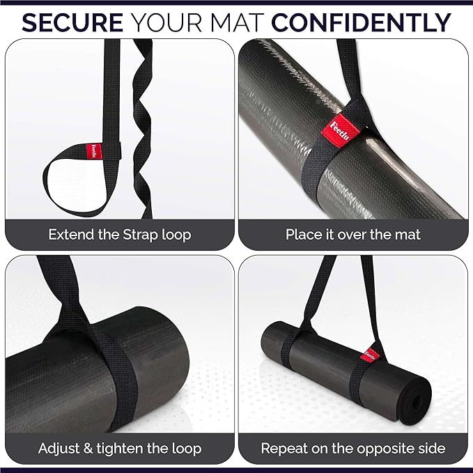 Yoga Mat Straps 2 in 1 - Cotton - Adjustable anti-slip straps for yoga, pilates, stretching, for carrying mats-FlexoryFit