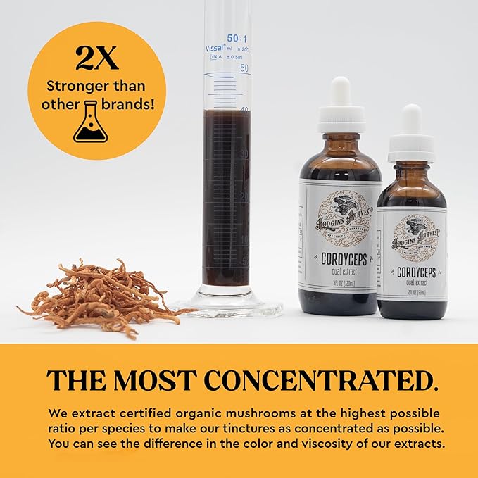 Hodgins Harvest Organic Cordyceps Tincture | Made with Mushrooms Grown On Our Farm in The USA | Dual Extract | Extra-Concentrated (4 fl oz)-FlexoryFit