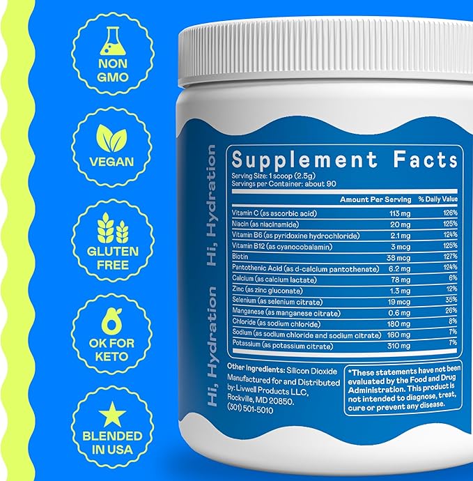Hi-Lyte Daily Essentials - Electrolytes Powder Mix - Unflavored - Sodium, Potassium, Magnesium, Vitamins - Hydration Support for Daily Wellness, Fasting, Keto - No Sugar, No Carbs, Clean Ingredients-FlexoryFit
