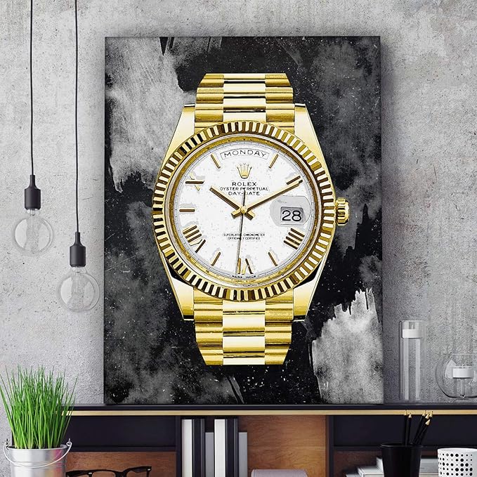 SuccessHunters Luxury Gold Watch Canvas Print Office Wall Decoration Home Decor Modern Art Prints Inspiration Motivation Inspire Entrepreneur Quote Inspirational Motivational House Decal (40" x 30")