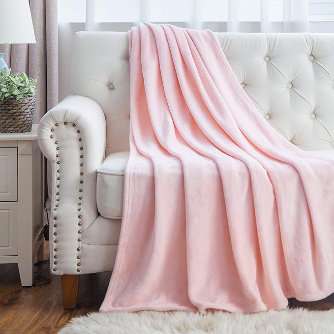 Bedsure Fleece Blankets Queen Size Pink - Bed Blanket Soft Lightweight Plush Fuzzy Cozy Luxury Microfiber 90x90 inches