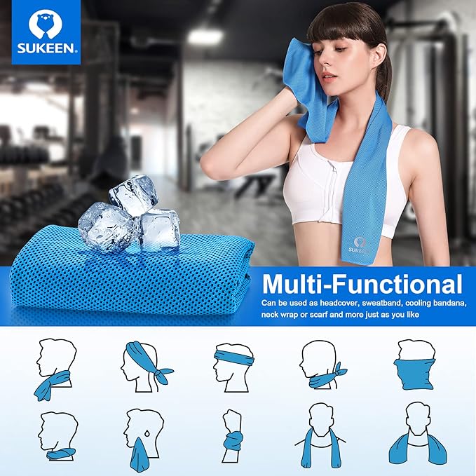 Sukeen Cooling Towel,Instant Evaporative Cooling for Sports,Yoga,Golf,Gym,Neck,Workout and More(40”x 12”)-FlexoryFit
