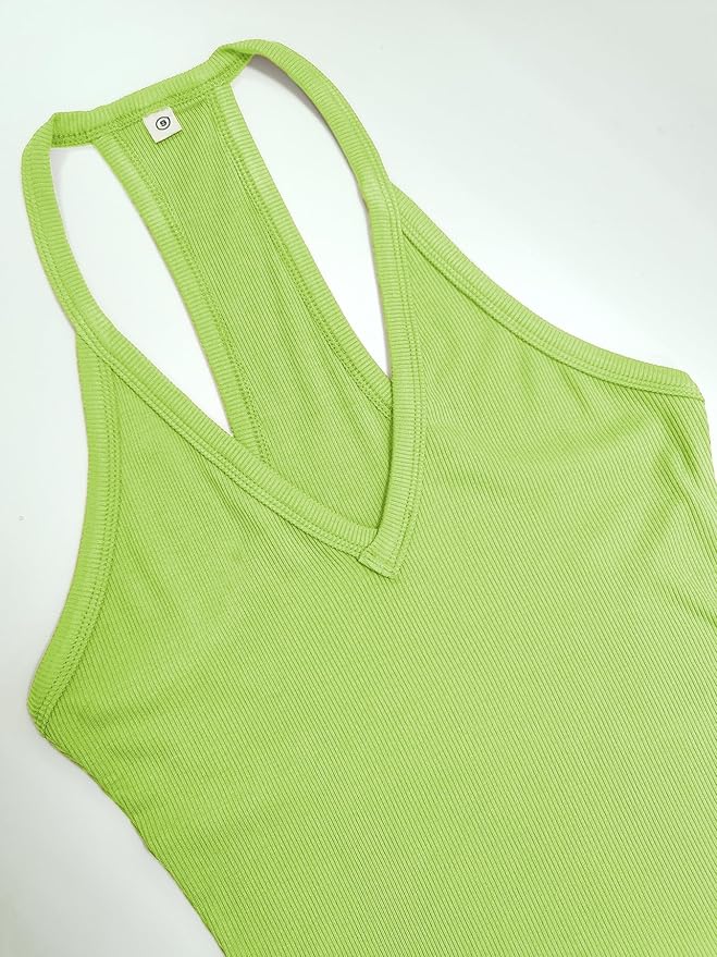 iGENJUN Workout Tops for Women Racerback Basic Tank Summer 2025 Camisole V Neck Slim Fit Ribbed Sleeveless-FlexoryFit