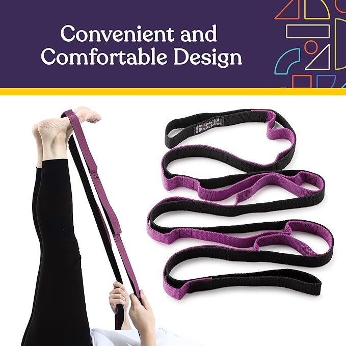 SPECIAL SUPPLIES Yoga Strap for Stretching, Stability Training, Fitness, Flexibility, Physical Therapy, Home Workout Equipment, Strength Training, and Pilates (Purple)-FlexoryFit