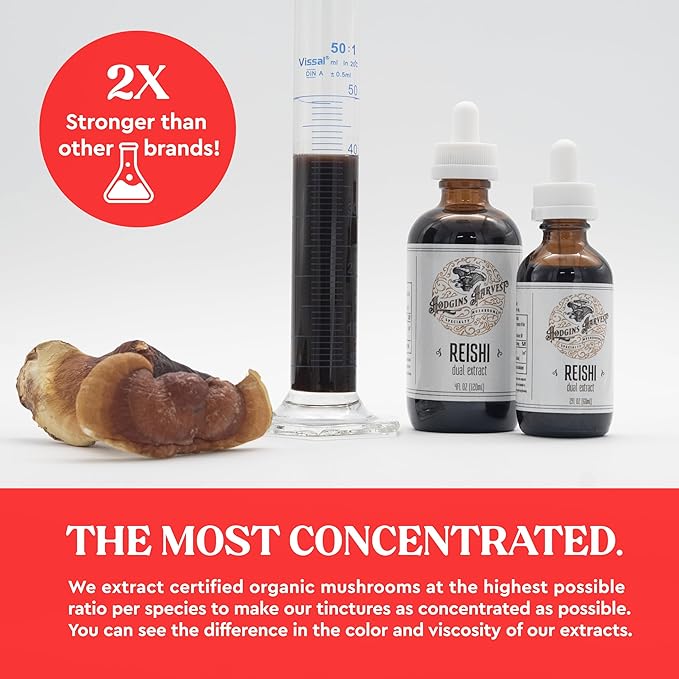 Hodgins Harvest Organic Reishi Tincture | Made with Mushrooms Grown On Our Farm in The USA | Dual Extract | Extra-Concentrated (2 fl oz)-FlexoryFit