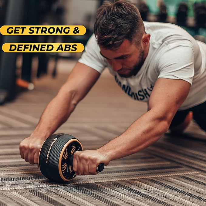 Ab Roller Wheel - Ab Wheel Roller & Knee Mat - Rueda Para Abdominales - Abdominal Wheel - Abs Roller for Men & Women - Home Gym Equipment-FlexoryFit