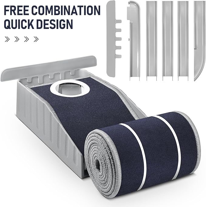 Mini Golf Putting Mat - Indoor/Outdoor with Ball Return Alignment Guide & Durable Velvet Crystal Mat Golf Accessories for Men Enjoy Speedy Wrinkle-Resistant Putting Fun