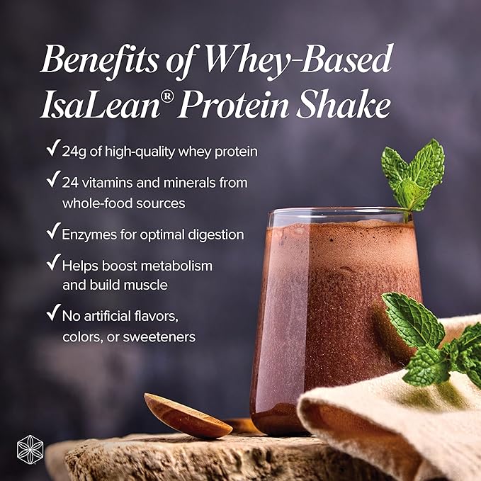 IsaLean Protein Shake - Complete Superfood Meal Replacement for Maintaining Healthy Weight and Lean Muscle Growth with 24 Vitamins and Minerals - 29.1 oz - 14 Meal Canister (Chocolate Mint) - Canister-FlexoryFit