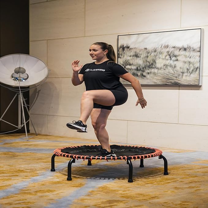 JumpSport 350 PRO Indoor Heavy Duty Fitness Trampoline, 39-inch | 36 Premium EnduroLast 4 Elastic Cords | Customized Bounce with 7 Settings | 300 lb Wt. Rating | 60-Day Free Trial to 350+ Videos-FlexoryFit