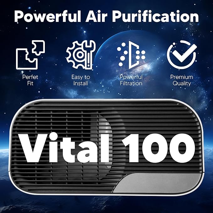 Vital 100 Replacement Filter for LEVOIT Vital 100 Air Purifier, Funmit 3-in-1 H13 True HEPA High-Efficiency Activated Carbon Filter, Compared to Part # Vital 100-RF, 1 Pack