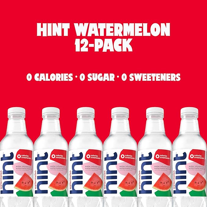 Hint Fruit-Infused Bottled Water, Watermelon - Sugar Free Flavored Water with Zero Calories, Naturally Flavored, and No Artificial Sweeteners - 16 Fl Oz (Pack of 12)-FlexoryFit
