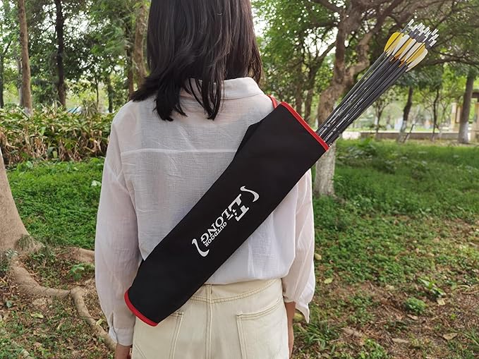 YLS Archery Hip and Back Quiver for Arrows - Black Arrow Quiver for Kids and Adults - Adjustable Arrow Holder with a Padded Strap and Belt Clip - Archery Accessories for Field and Practice
