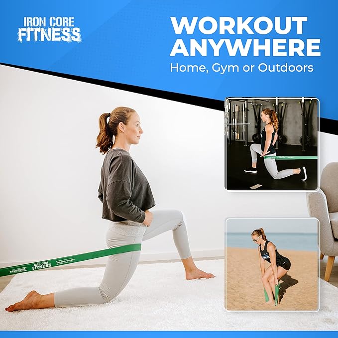 Pull Up Assistance Resistance Bands - Long Loop Power Bands for Men and Women - Strength Power Flexibility Training at Home & Gym - Ebooks & Workout Chart Included by Iron Core Fitness-FlexoryFit