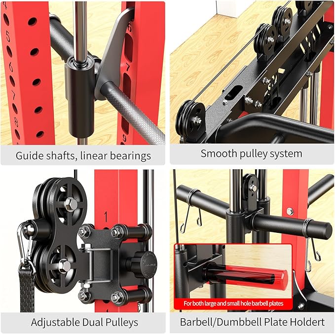 Power Cage,1600lbs Multi-Function Power Rack with Adjustable Cable Crossover System and More Training Attachment, Weight Cage for Home Gym-FlexoryFit